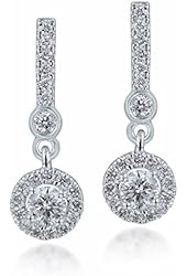 Diamond Studs Forever 3/4 Ctw Diamond Dangle Halo Earrings IGI USA Certified Screw Backs GH/I1 14K Gold