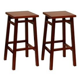 Square Seat Barstools- Walnut(Set of 2) by Winsome