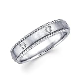 14K White Gold Round Diamonds Women's Couple Wedding Ring Band (0.12 ctw., GH Color, SI Clarity)