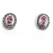 Marcasite with Pink CZ Earrings, Size: 16mm