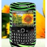 Green with Black Zebra Snap on Hard Skin Cover Case for Blackberry Curve 8530 8520
