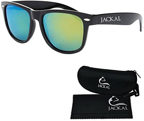 Jackal Thai Sunglasses B006 Gold Mirror Polarized Lens Black Frames from Chiang Mai Thailand