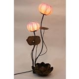 Mulberry Rice Paper Ball Handmade Lotus Flower Design Art Shade Round Globe Lantern Brown Asian Oriental Decorative Bedside Accent Home Decor Bedroom Table Floor Uplight Lamp