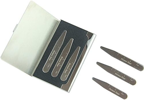 Fortunestays 6 Stainless Steel Collar Stays with Dividing Rule in a Stainless Steel Box - 3 Size (Logo-Collar)