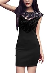 Round Neck Sheath Above the Knee Lace-Up Cotton/Polyester Sleeveless  Dress