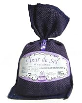 Fleur De Sel Sea Salt From Guerande, Brittany France Purple burlap Bag 8 Oz