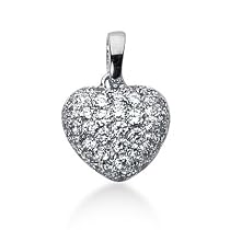 14k White Gold 1.4 ct Diamond Heart Pendant G-H , SI1