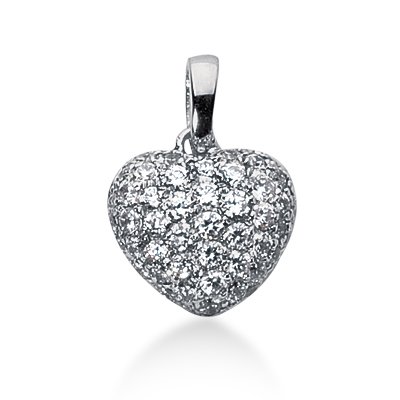 14k White Gold 1.4 ct Diamond Heart Pendant G-H , SI1