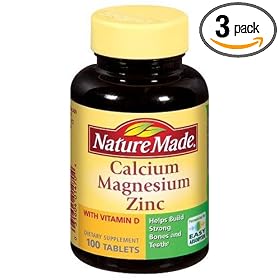 Nature Made Calcium, Magnesium, and Zinc with Vitamin D, With D-3 100 Tablets (Pack of 3)