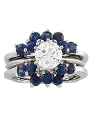 Ann Harrington Jewelry 14k White Gold Genuine Blue Sapphire Ring Guard