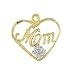 Jewelry : 14K Yellow Gold Heart Shape 'Mom' W/Diamond Charm