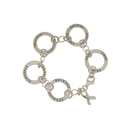 Breast Cancer Awareness Sterling Silver Bracelet with Affirmation Charms : Target from target.com
