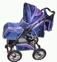 Luxus Kombi Kinderwagen blau/violett