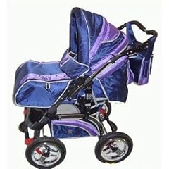 Luxus Kombi Kinderwagen blau/violett