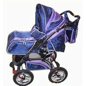 Luxus Kombi Kinderwagen blau/violett