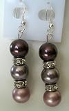 Handcrafted Genuine Swarovski Pearl 3 Colors w/ Sterling Silver Earrings & Silver Rondells (BRAND NEW)