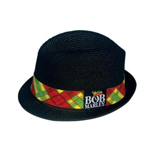 Bob Marley Rasta Plaid Fedora Hat In Black Music Fan Apparel Accessories Clothing