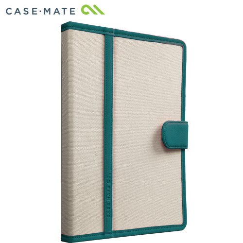 Case-Mate 日本正規品 iPad Retinaディスプレイモデル (第4世代) / iPad (第3世代) / iPad 2 対応 Slim Stand Case Trimmed Canvas, Emerald / White スタンド機能つき ブックタイプ スリムスタンド ケース 「トリム キャンバス」 エメラルド／ホワイト CM020576