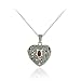 Sterling Silver Marcasite & Garnet Heart Locket Pendant