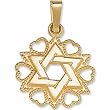 14Kt Yellow Gold Judaica Star of David with Heart Pendant