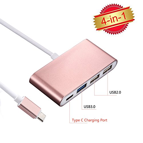 BEEGOD USB-C 3.0 Type C Adapter Multiport Converter for New MacBook, ChromeBook Pixel Devices Nokia N1, Nexus 6/6p and Other Type-C HUB Devices,1 Charging Port and 3 USB A Ports