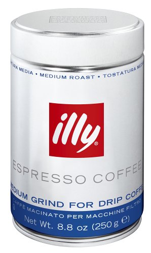 Illy Espresso Coffee, Medium Grind for Drip Coffee, 8.8-Ounce Canisters (Pack of 2) by Coffee Pods