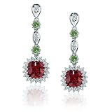 14k White Gold Garnet, Peridot and Diamond Earrings (1/2ctw, SI1/2 H-I)