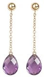 14k Yellow Gold Amethyst Drop Earrings