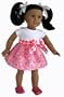 Pink Heart Dress with Ruffled Skirt Is White Knit on Top and Has an Argyle Pattern Pink Ribbon At Waist. With the Rasberry Pink Garden Clogs, This Outfit Is for the 18" American Girl Doll