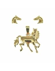 kala-isjewels - Ladies - 18ct Gold Plated " Horses "Pendant ( 0,70" ) and Earrings