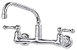 American Standard 7298.152.002 Heritage Wall-Mount 8-Inch Swivel Spout Kitchen Faucet with Metal Lever Handles, Chrome