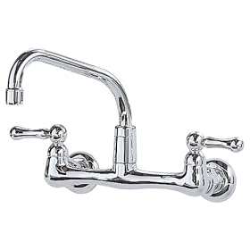 American Standard 7298.152.002 Heritage Wall-Mount 8-Inch Swivel Spout Kitchen Faucet with Metal Lever Handles, Chrome