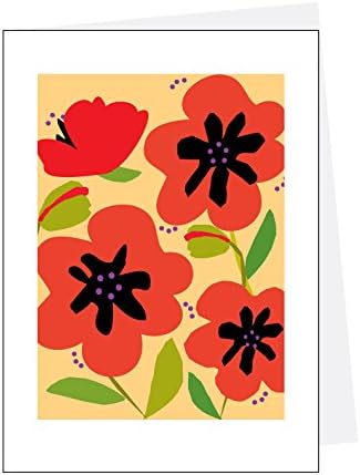 greeting cards red poppies notes collection