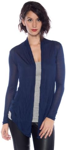 Ambiance Women's Comfortable Soft Easy Wear Cardigan Shawl Top - Various Colors (Small, Navy)
