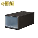 ストラ(stora) 押入れ収納引き出しL(高さ30)4個組 ダークブラウン STR-74L-4BR