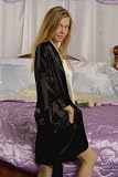 IS-SB-LS-KIMONO, Classic Kimono Robe of Lingerie Satin for Men and Women - Style #340 In Stock Lingerie
