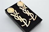 YSL style gold plated big stud earring with gift box
