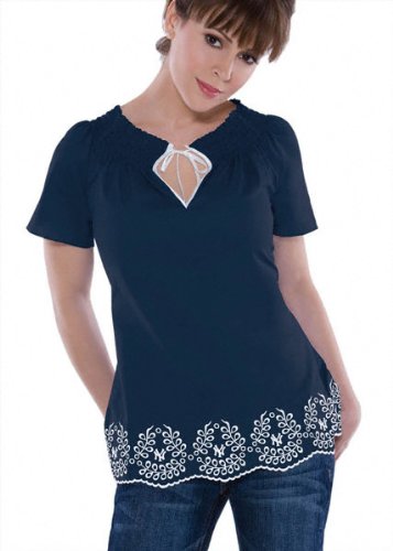 New York Yankees Women's Poplin Peasant Top 2 - by Alyssa Milano