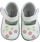 Pediped Baby Girl Shoes Caroline White Pink Mary Janes- FREE SHIPPING