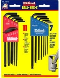 18 Piece Combination SAE and Metric Long Ball End Hex-L? Hex Key Set