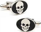 Cufflinks Inc Mens Enamel Plated Skull Cufflinks Black/Silver