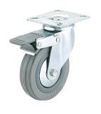 Steelex D2600 5-Inch 220-Pound Swivel Double Lock Rubber Plate Caster, Gray
