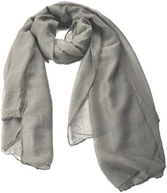 Nyrn Womens Solid Color Long Shawl Scarf,Linen-Cotton Blended Fabric-Gray