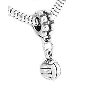 Sterling Silver Volleyball Dangle Bead Charm