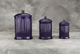 Reco White Ribbed Canister - Set of 3