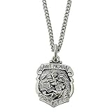 5/8" Sterling Silver Police and St. Michael Shield Medal Necklace on 18" Chain