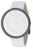 DKNY NY3930  Ladies Analogue Watch, Oversized Circular White Dial with White Leather Strap