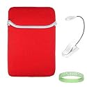 Red / Black Amazon Kindle DX Reversible Carrying Sleeve + White Ebook Reader Light + Live*Laugh*Love Wrist Band!!! (Kindle DX Not Included)