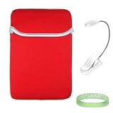 Red / Black Amazon Kindle DX Reversible Carrying Sleeve + White Ebook Reader Light + Live*Laugh*Love Wrist Band!!! (Kindle DX Not Included)