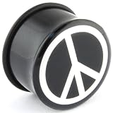 One Acrylic Single Flared Logo Plug: 7/16g Peace Sign